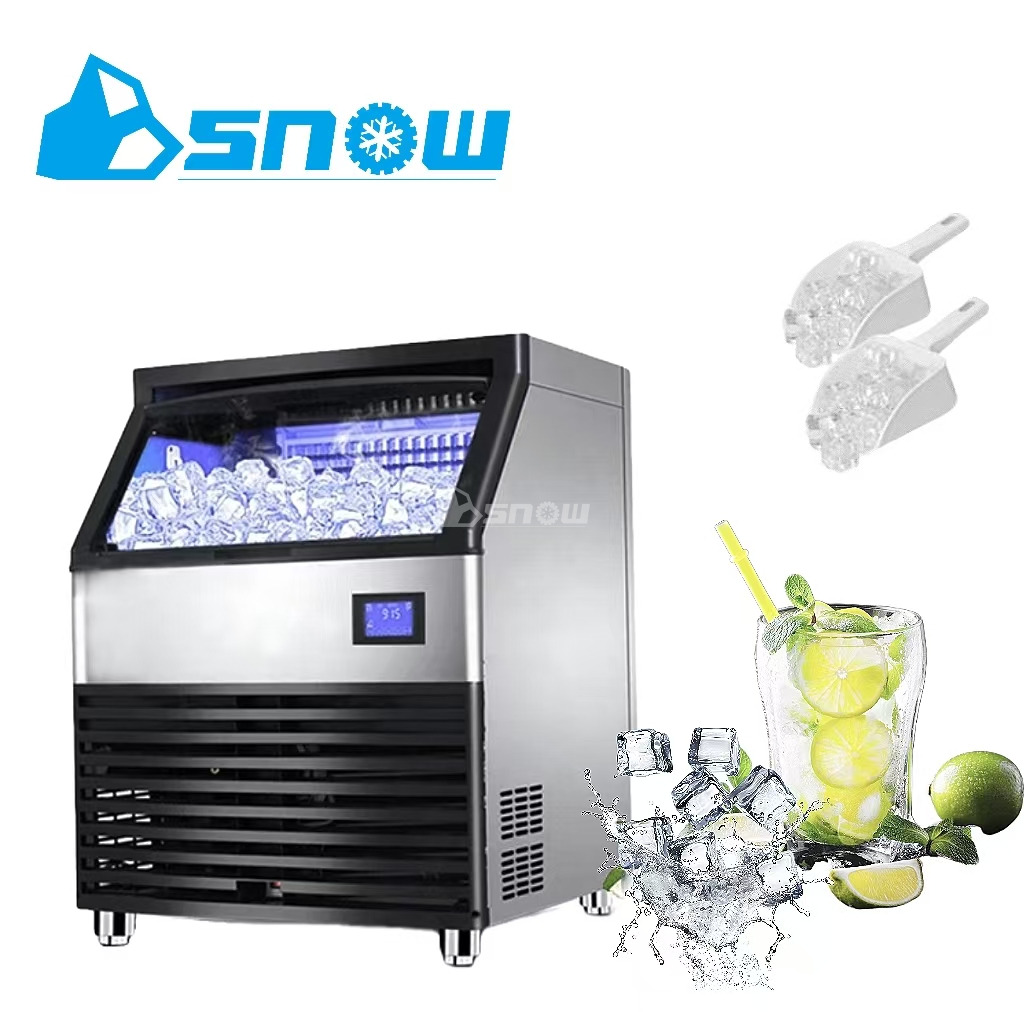 Commercial Cube Ice Machine 120kg/24h Electric Fast Square Ice for Household and Hotel Use