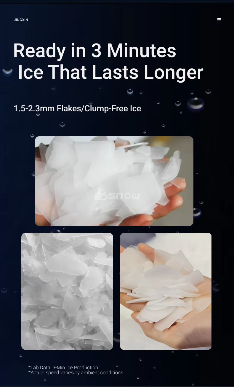 200kg Capacity Snowflake Ice Shaving Machine for Seafood and Ice Storage
