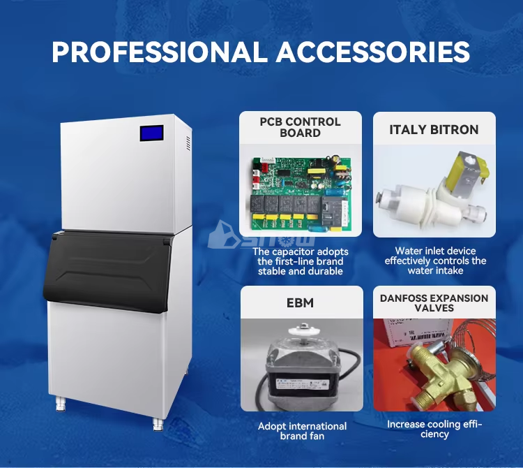 200kg Capacity Snowflake Ice Shaving Machine for Seafood and Ice Storage