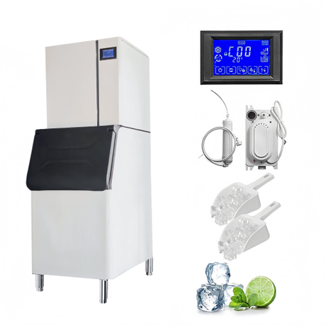 Commercial Ice Maker 200kg/24H Stainless Steel Split Air Restaura Ice Machines Cube Ice Making For Retail